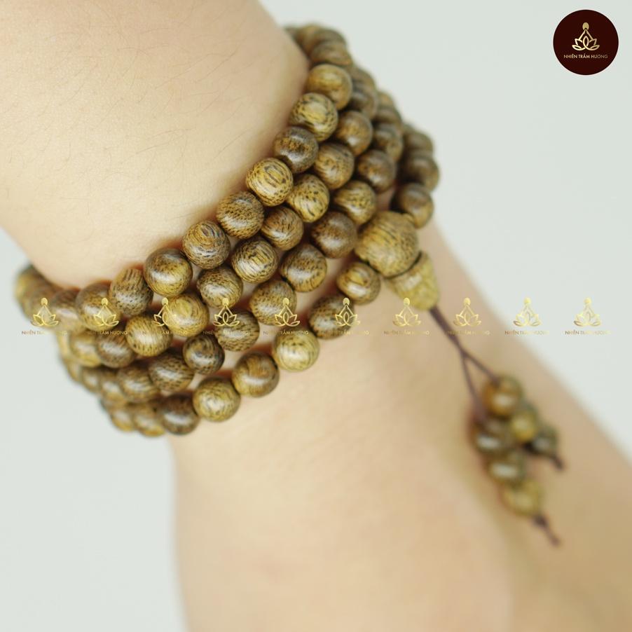 Vòng đeo tay trầm hương 108 hạt tốc vườn 6 li, 7 li, 8 li - Tặng 10 Nụ trầm xông nhà - Nhiên Trầm Hương