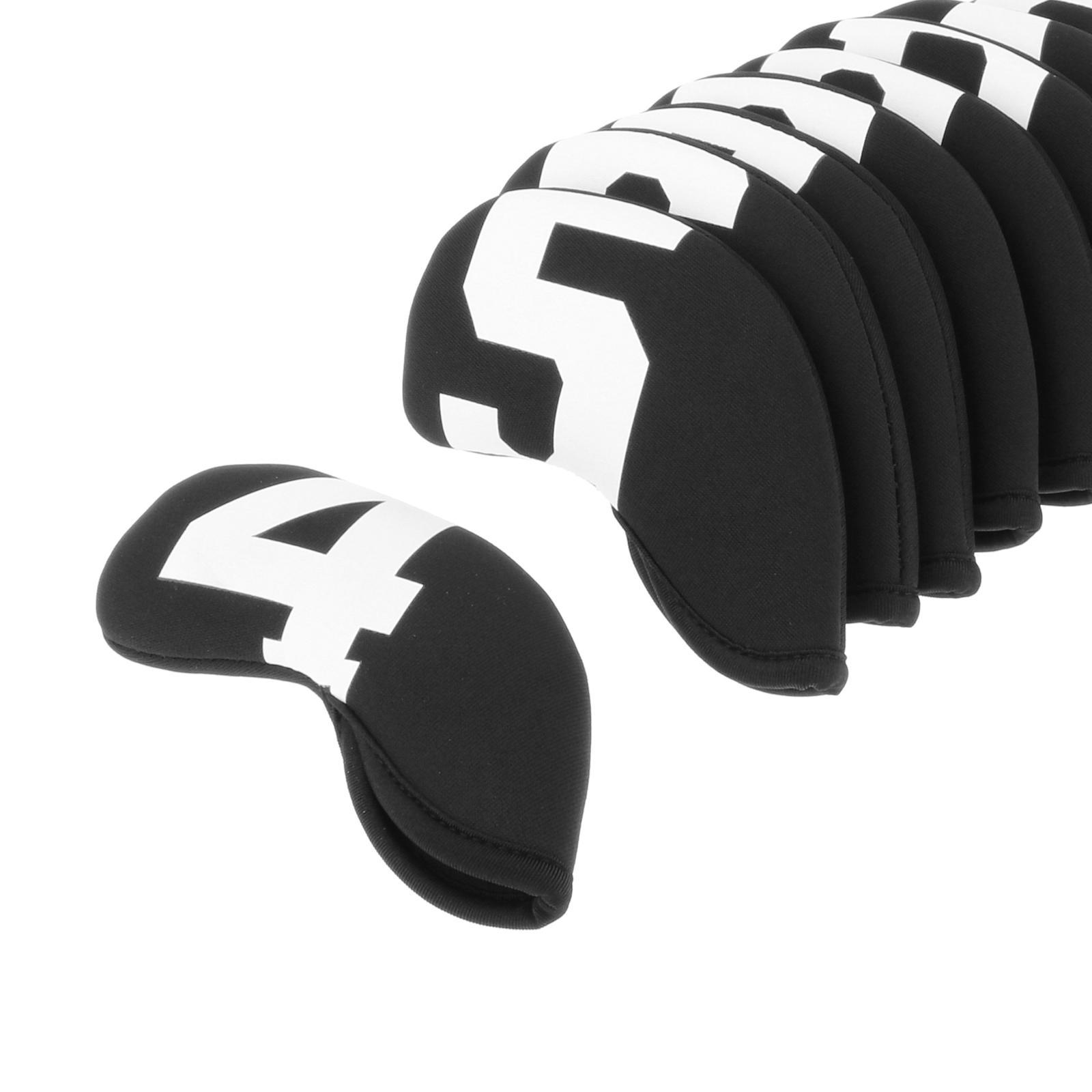 10Pcs Golf Iron Headcover Waterproof Head Cover Golfer Protection 4-9,A~X White