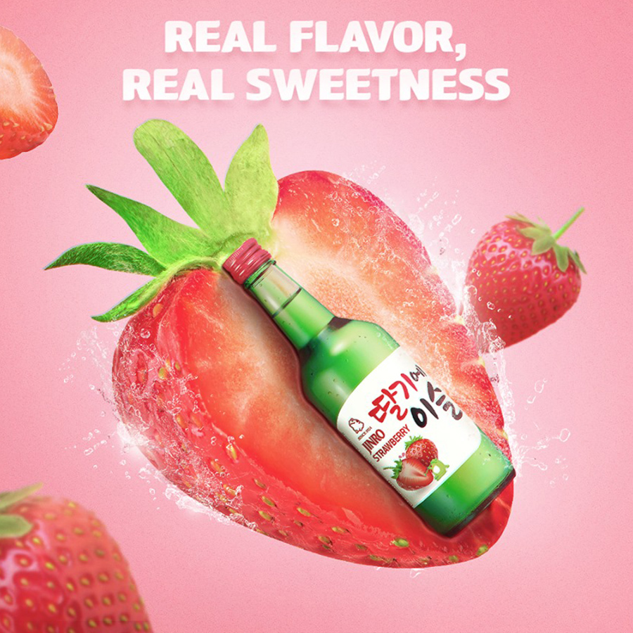 Rượu Soju Hàn Quốc Jinro Strawberry 13% 360ml Không Hộp