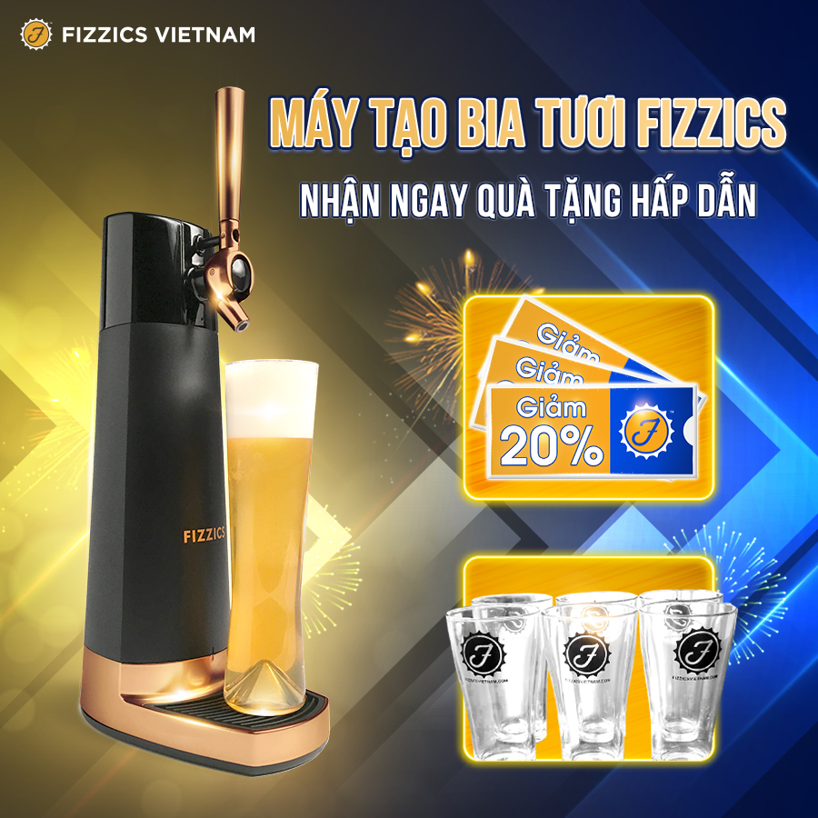 Máy Tạo Bia Tươi FIZZICS Shark Tank Mỹ - Model: COPPER FZ411 - Đen Đồng - Tạo Bia Tươi Từ Bia Lon, Bia Chai.