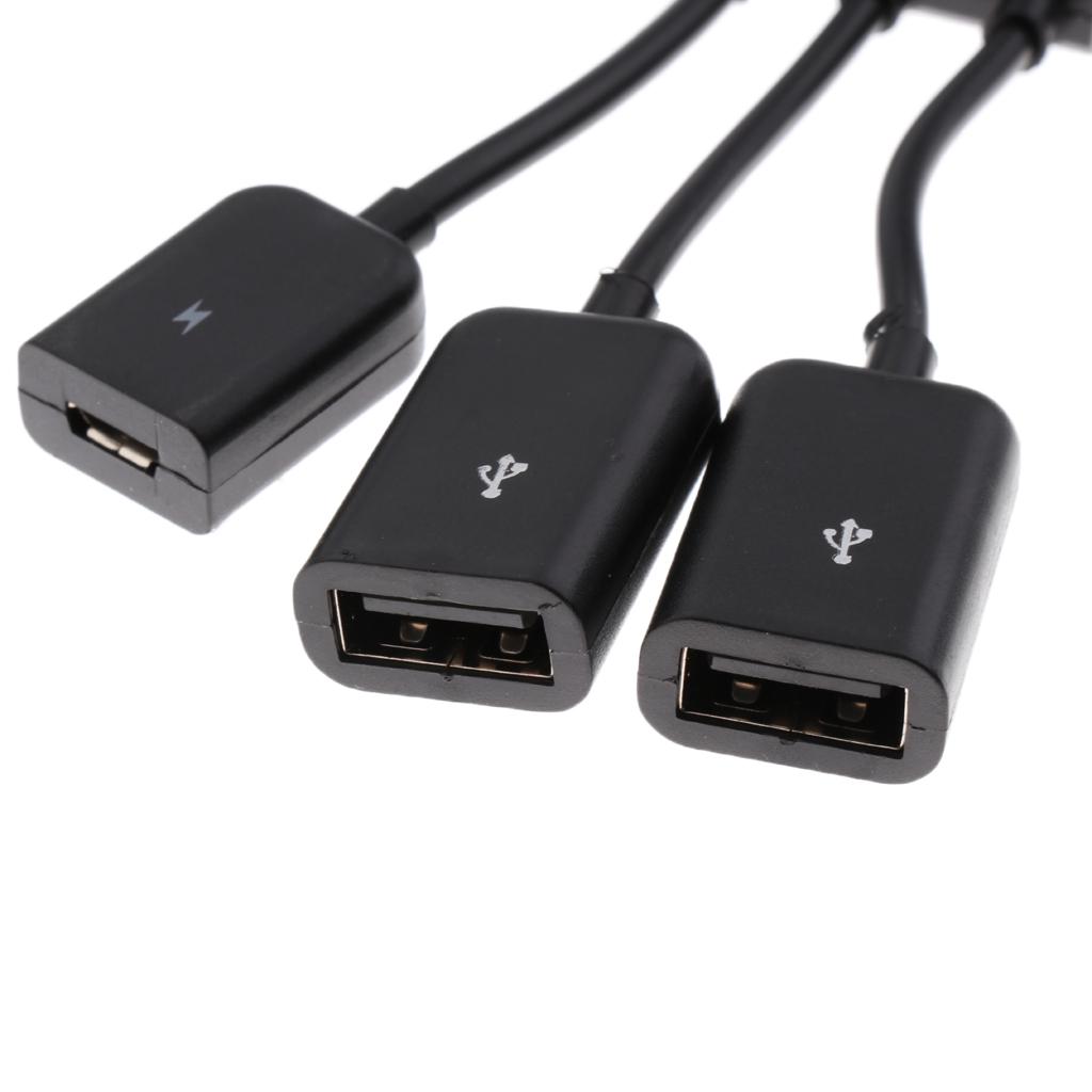 3 in 1 Micro USB HUB Adaptor with Power Charge OTG Cable Adapter Connector