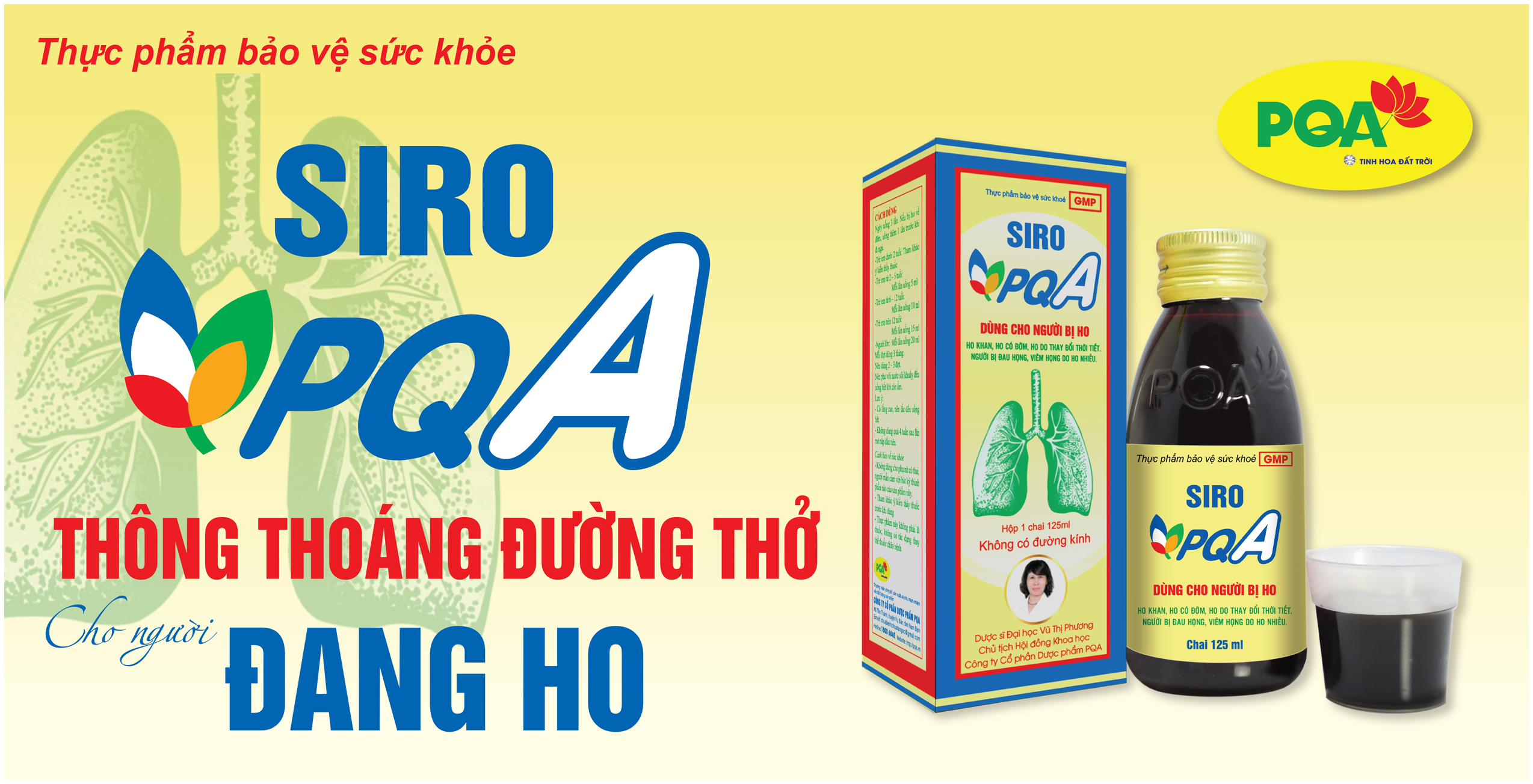 Siro PQA Dùng Cho Người Bị Ho là dược phẩm thảo dược dùng cho người bị ho hỗ trợ nhuận phế giảm ho, giảm đờm, giảm đau rát họng do ho kéo dài.