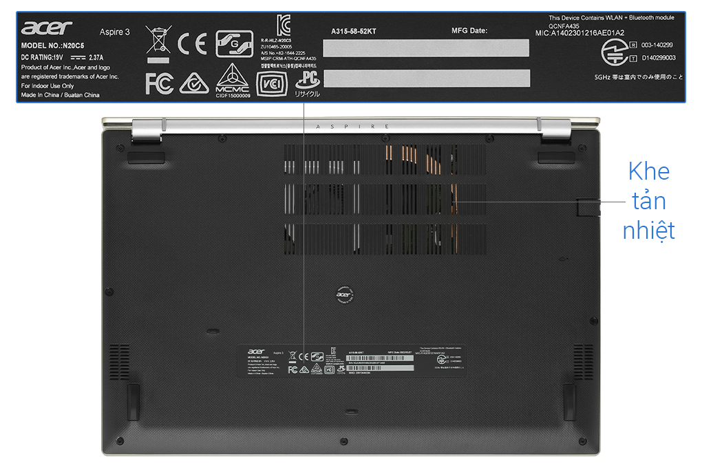 Laptop Acer Aspire 3 A315 58 52KT i5 1135G7/8GB/512GB/15.6&quot;F/Win11/(NX.AM0SV.006)/Vàng - Hàng chính hãng