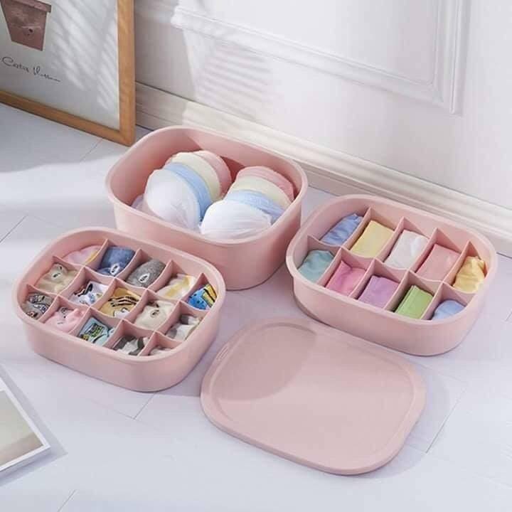 Set 3 Hộp Đựng Đồ Lót Bằng Nhựa - Màu Ngẫu Nhiên