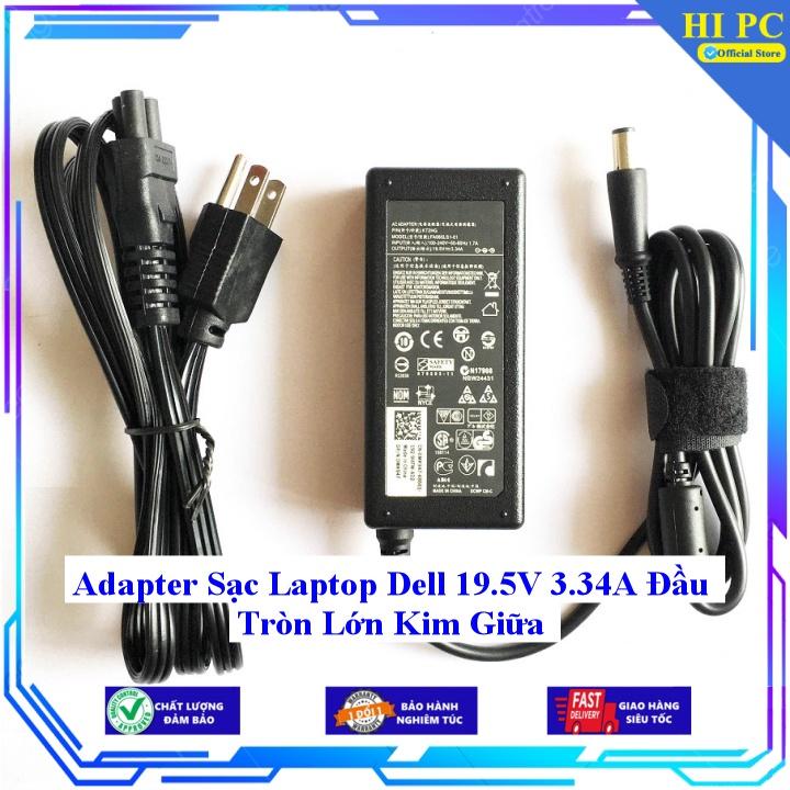 Adapter Sạc Laptop Dell 19.5V 3.34A Đầu Tròn Lớn Kim Giữa - Kèm Dây nguồn - Hàng Nhập Khẩu