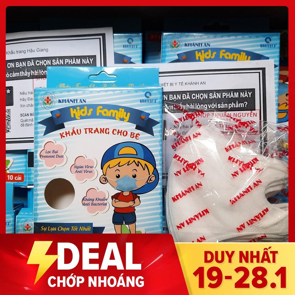 Hộp 10 cái Khẩu trang y tế Khánh An Kids Family dành cho trẻ em từ 1 đến 5 tuổi