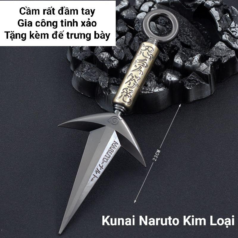 (Kim loại dài 23cm) Mô hình Kunai Naruto Bằng Thép Không Gỉ Cực Kỳ Đẹp Mắt - Tặng kèm giá đỡ