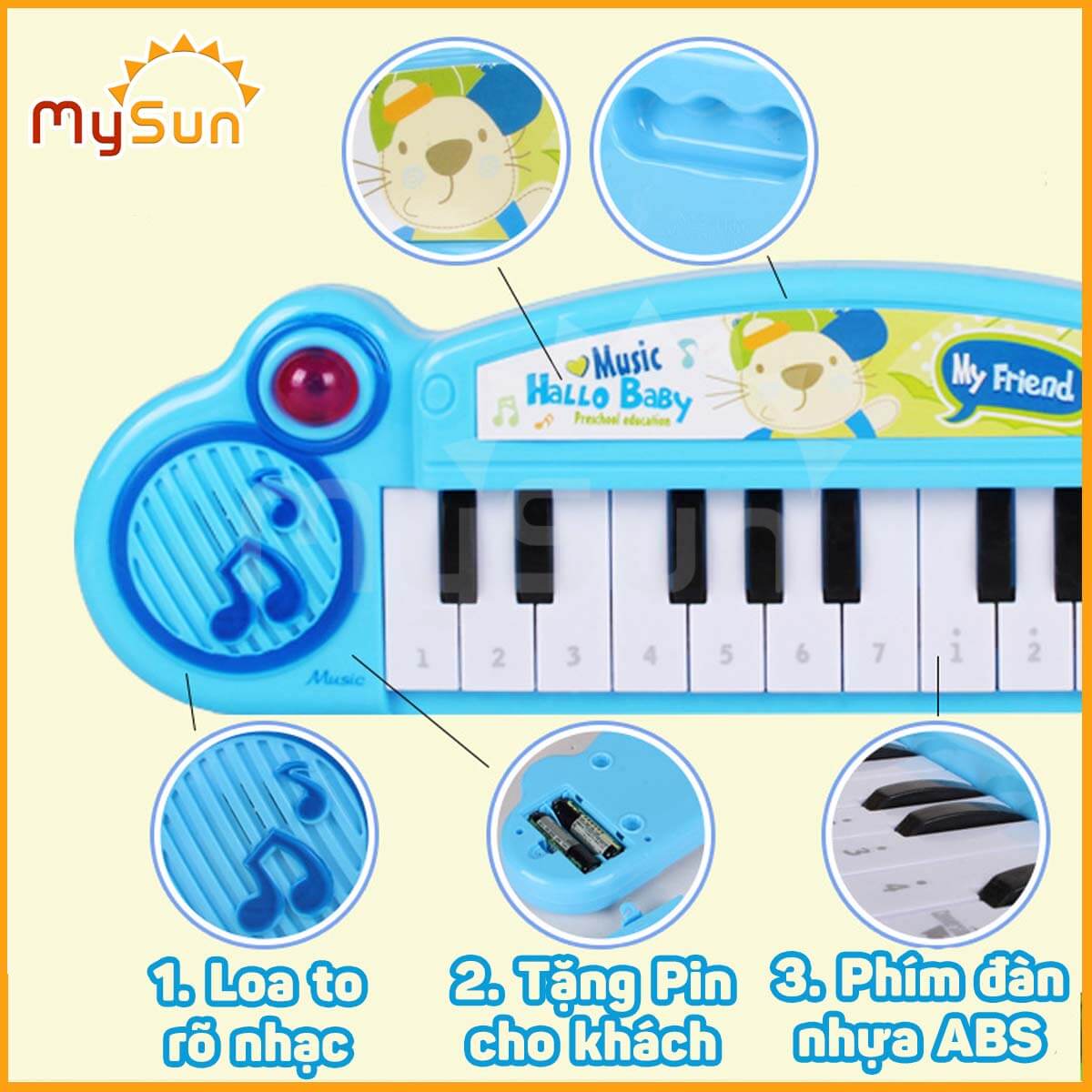 Đàn Piano Organ mini đồ chơi âm nhạc cụ cho bé gái trai phát triển trí tuệ thông minh MySun