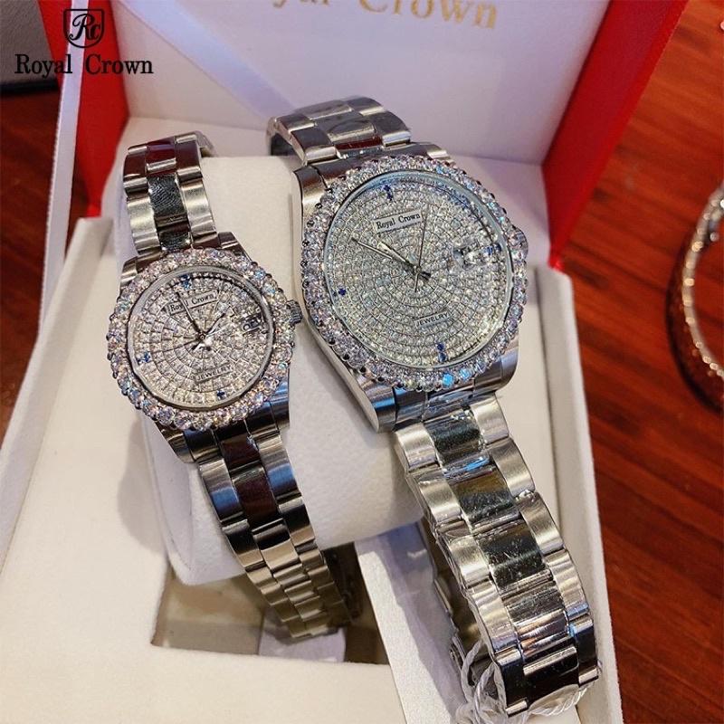 Đồng Hồ Nữ Chính Hãng Royal Crown 3662 Mặt Full Đá Dây Thép Không Gỉ – Nam 40mm
