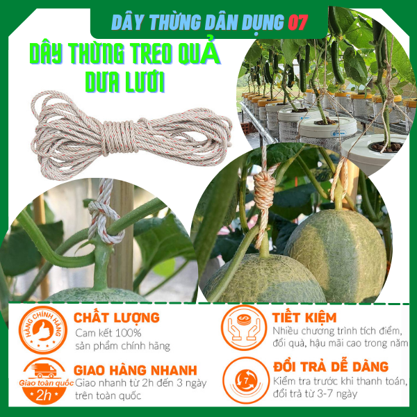 Dây thừng 3ly treo quả dưa lưới, dưa lê, dây làm giàn leo siêu bền