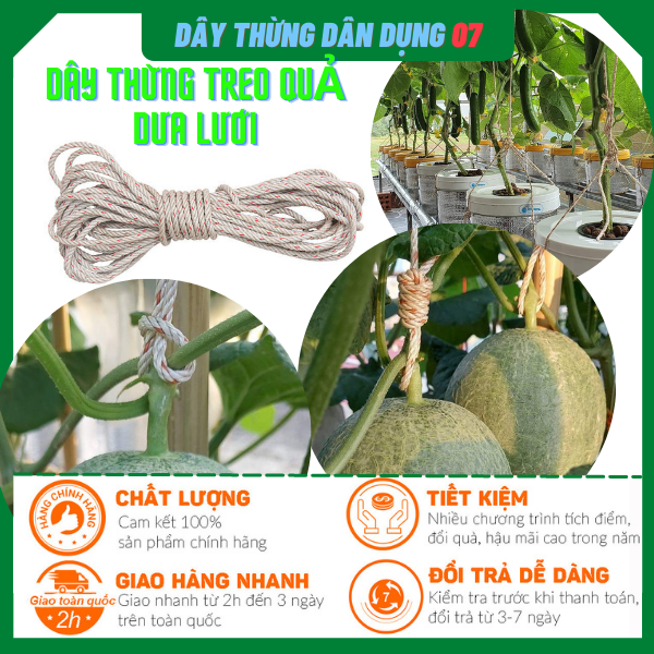 dây thừng 3ly treo quả dưa lưới, dưa lê, dây làm giàn leo siêu bền (cuộn 10m)