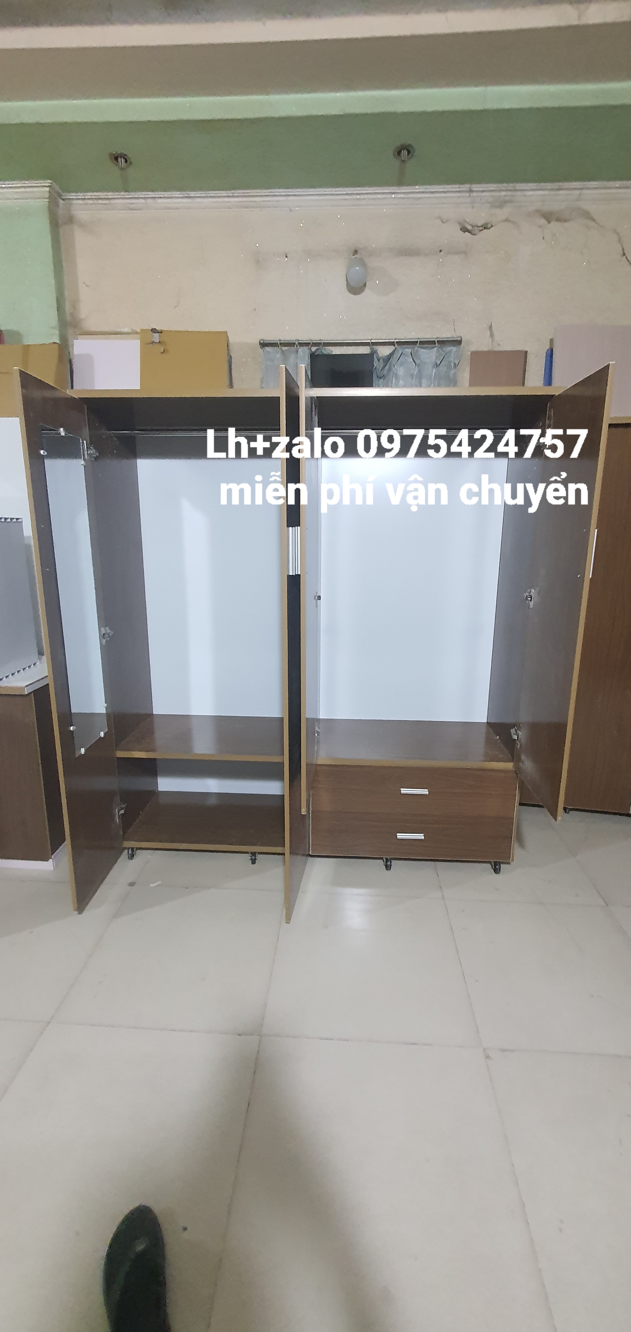 Tủ nhựa đài loan 4 cánh màu gỗ