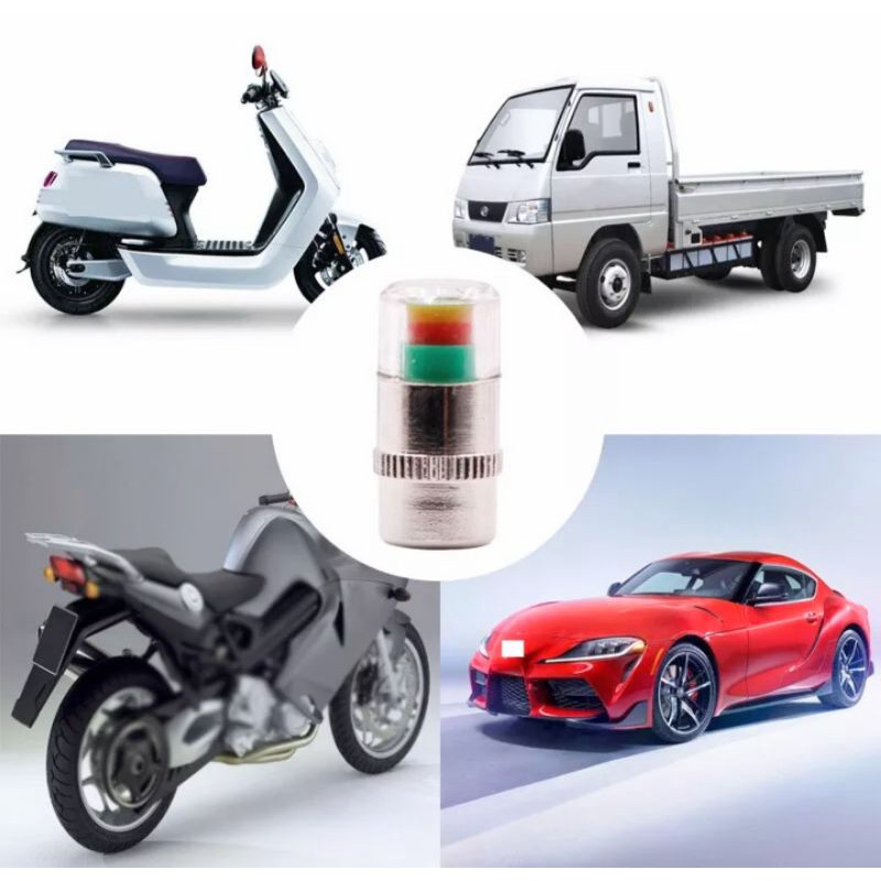 Bộ 4 nắp van cảm biến áp suất lốp ô tô hiển thị 3 màu giúp bạn lái xe an toàn