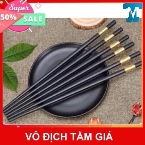 Đũa Mạ Vàng Hàn Quốc 1 Hộp 10 Đôi , Chất Liệu Hợp Kim Cao Cấp Đầu Đũa Có Chống Trơn