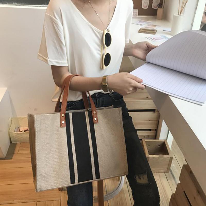 Túi xách cỡ lớn phối sọc cho nữ