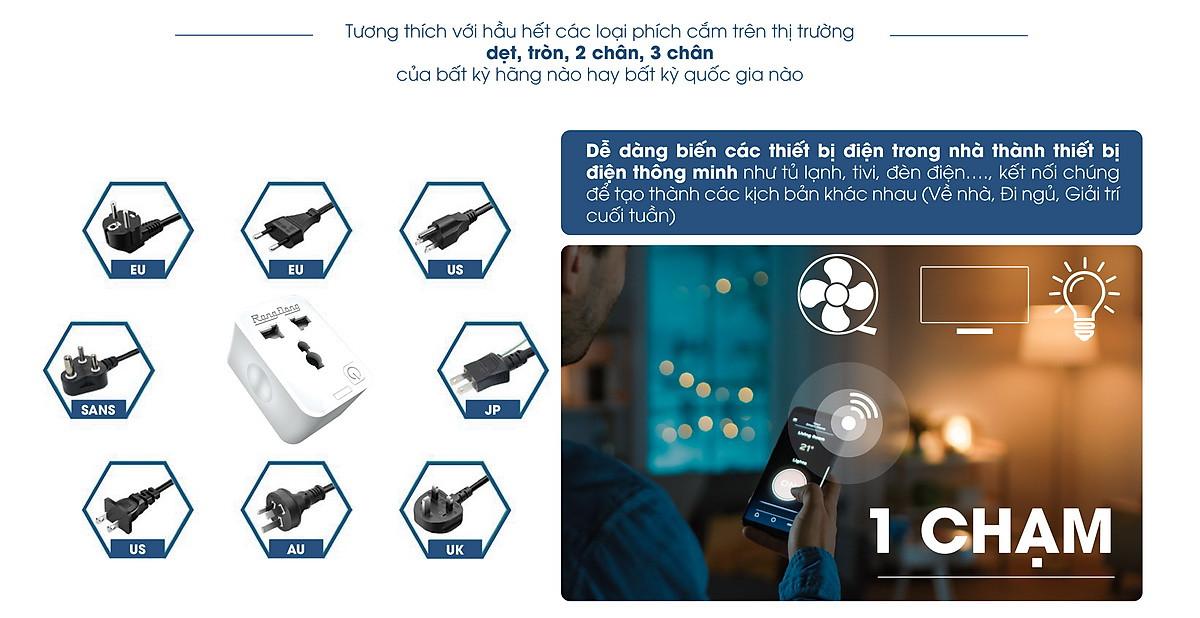 Ổ cắm wifi đơn chính hãng Rạng Đông Model: OC.01.WF 16A