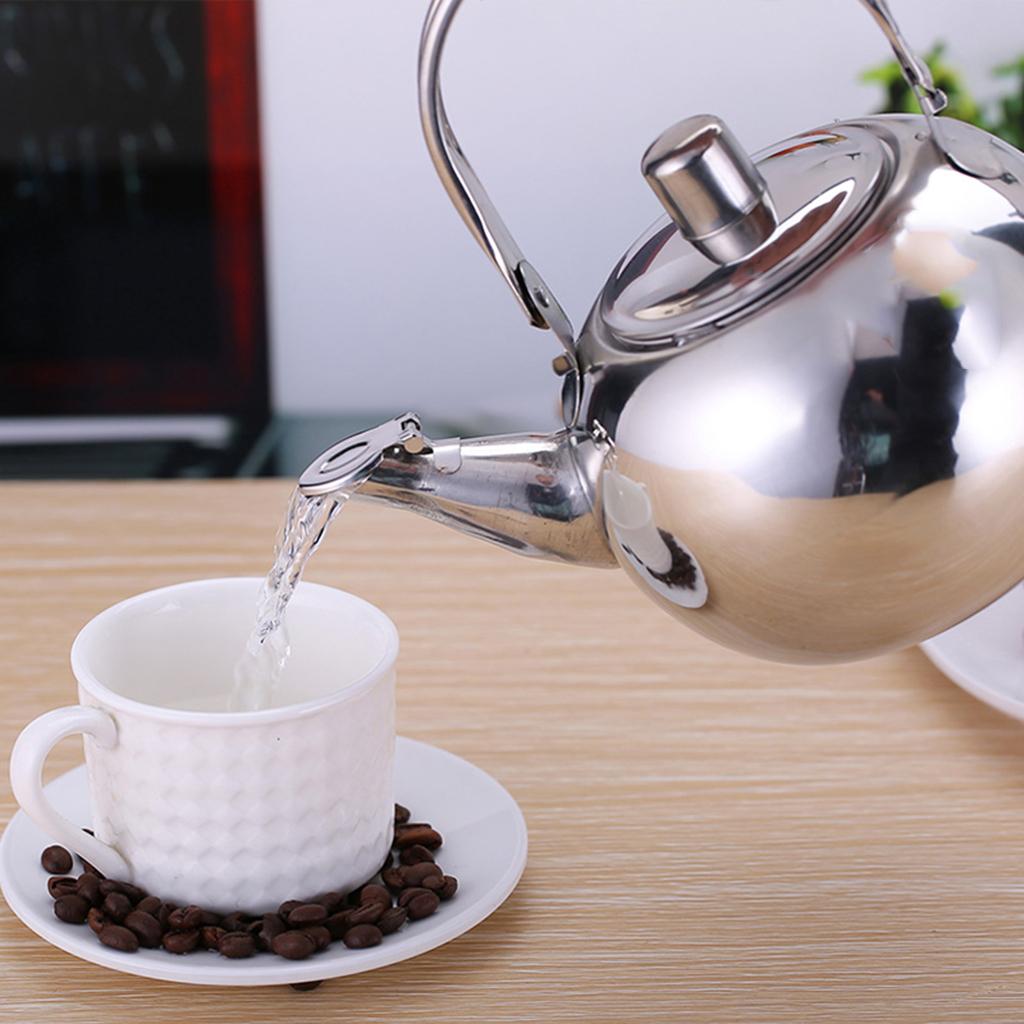 2x Stainless Steel Coffee Tea Kettles Pot with Tea Leaf Filter Infuser 1.6L