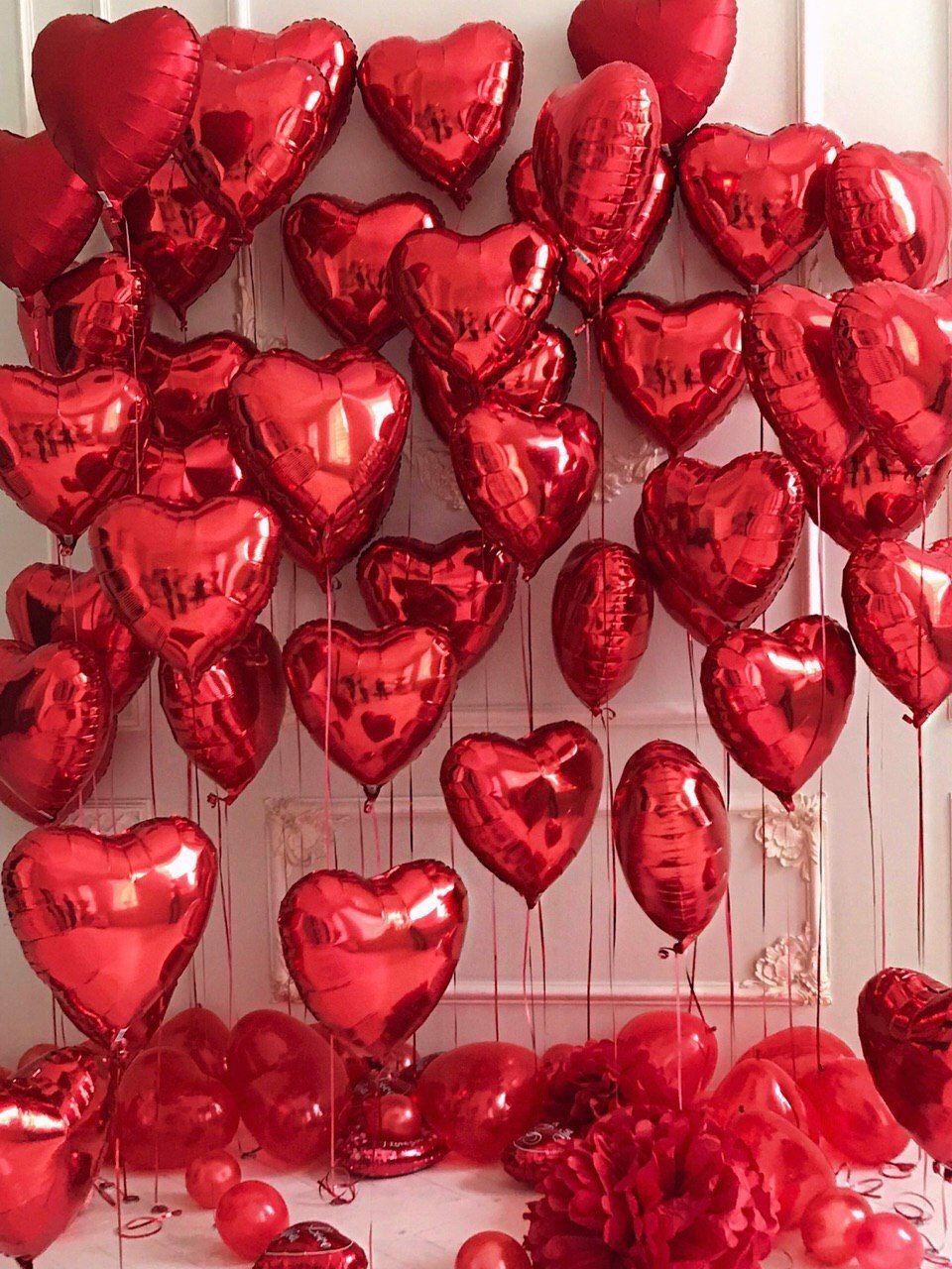 10 bóng trái tim đỏ trang trí Valentine combo set heart balloon vltm49