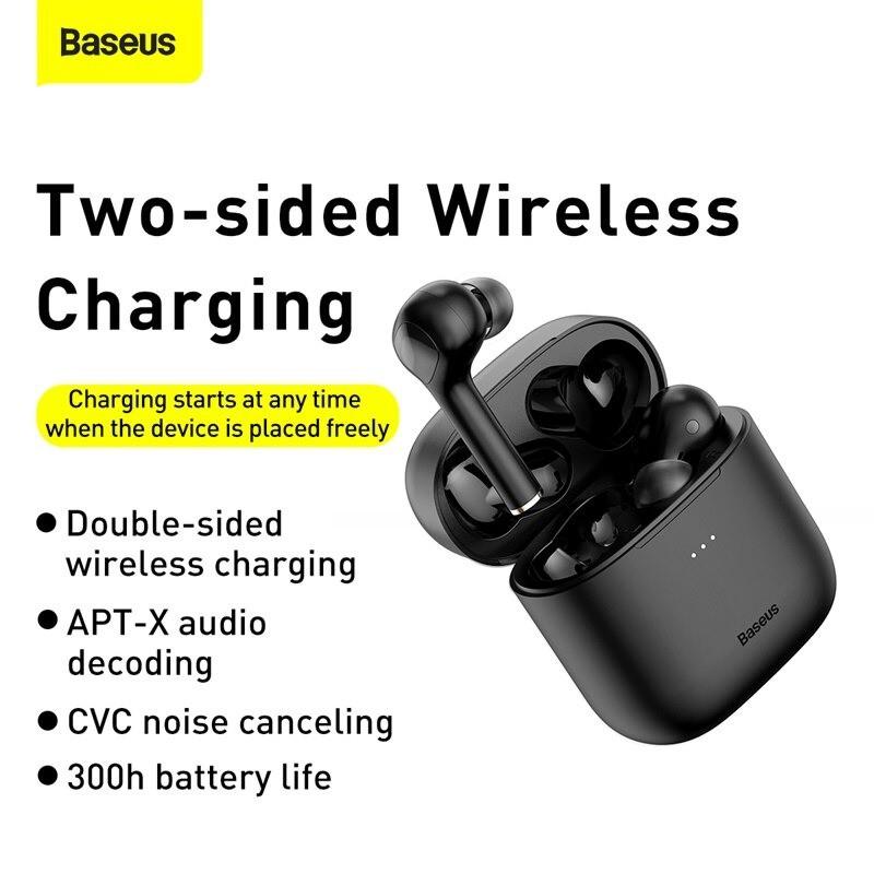 Tai nghe Bluetooth TWS Baseus Encok W06 Wireless charger, APT-X Support, iP55, CVC Noise Canceling - Hàng Chính Hãng