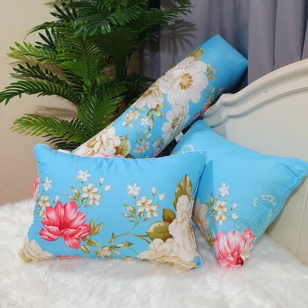 Combo 2 vỏ gối nằm + 1 vỏ gối ôm đồng bộ cotton poly