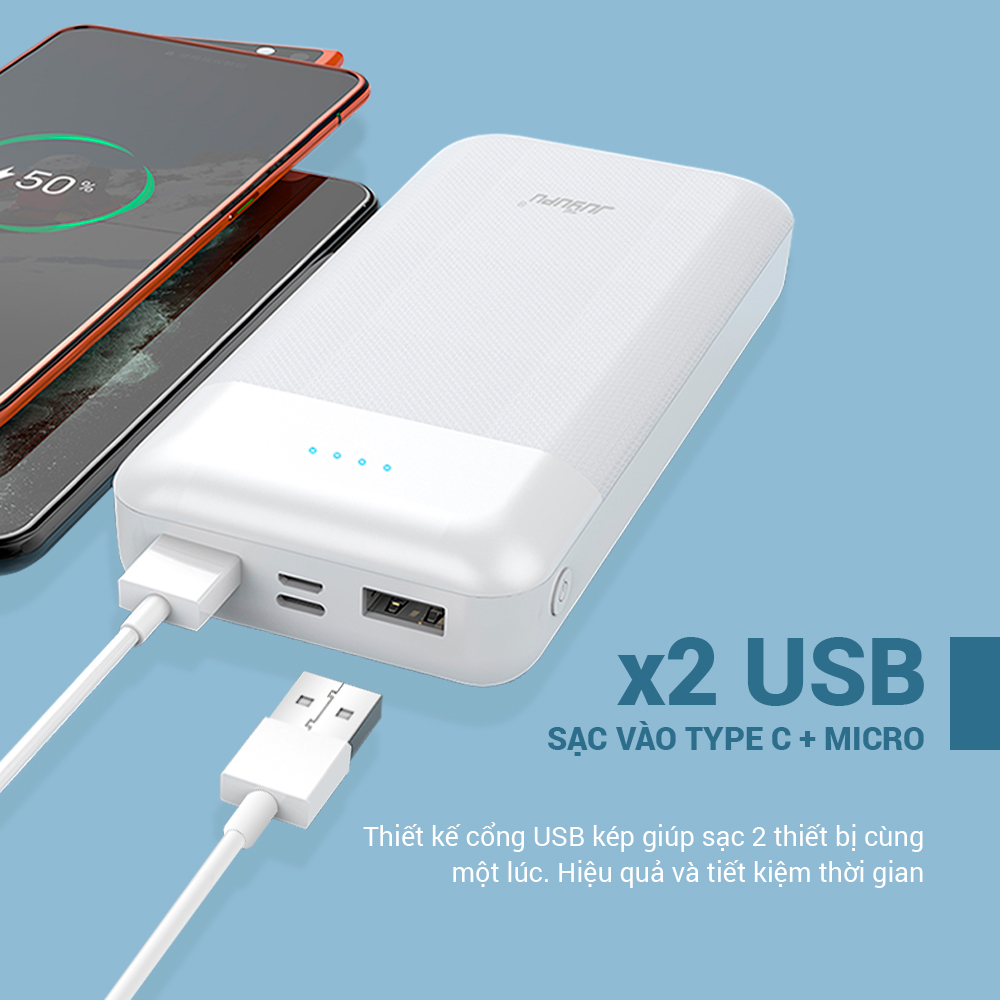 Sạc dự phòng JUYUPU 20L 20000mAh kèm giá đỡ điện thoại đèn Led báo hiệu dành cho iPhone Samsung OPPO VIVO HUAWEI XIAOMI - HÀNG CHÍNH HÃNG