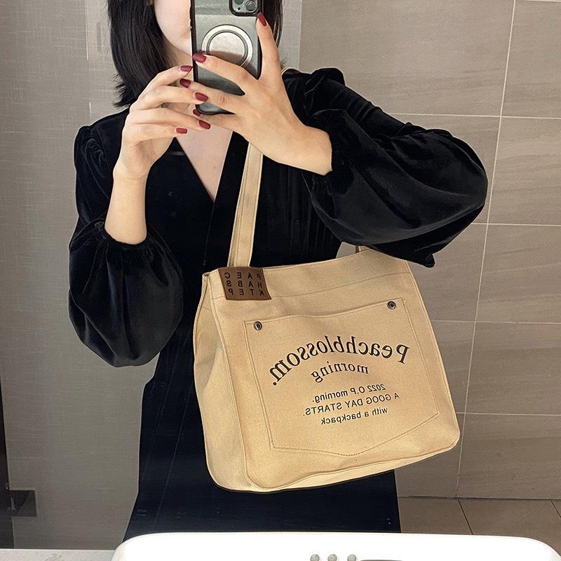 Túi tote túi vải canvas phong cách Hàn quốc thời trang ulzzang