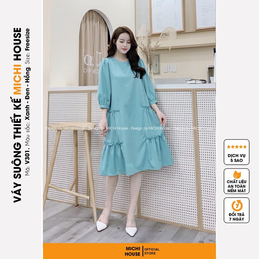 Váy Suông Nữ Dáng Rộng Nhiều Màu V301 MICHI House Đầm Xuông Cổ Tròn Tay Lỡ Thiết kế Dễ Mặc Bầu Xinh Thoải Mái