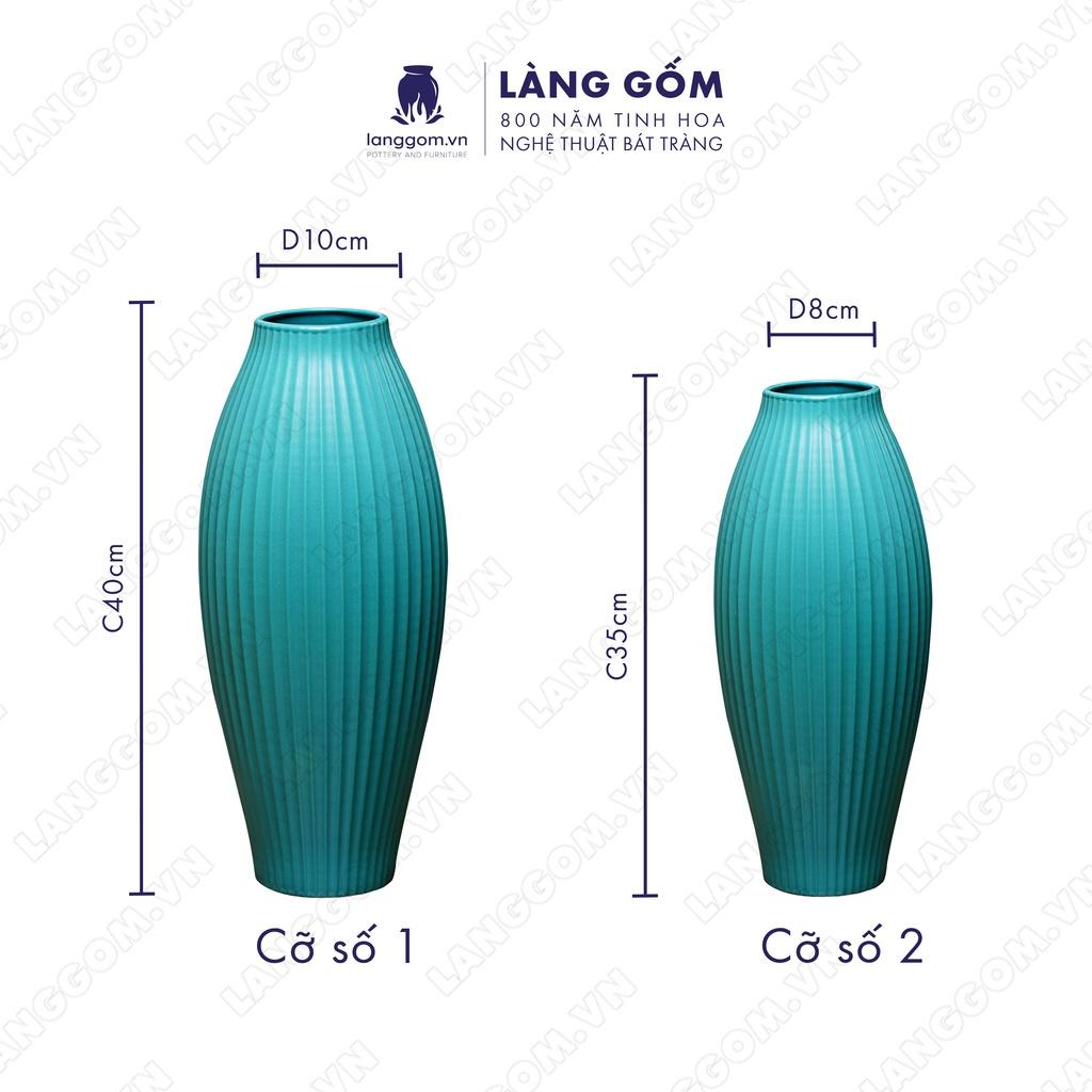 Bình hoa trang trí, Lọ hoa men mát quả bom khía - Gốm sứ Bát Tràng - langgom.vn