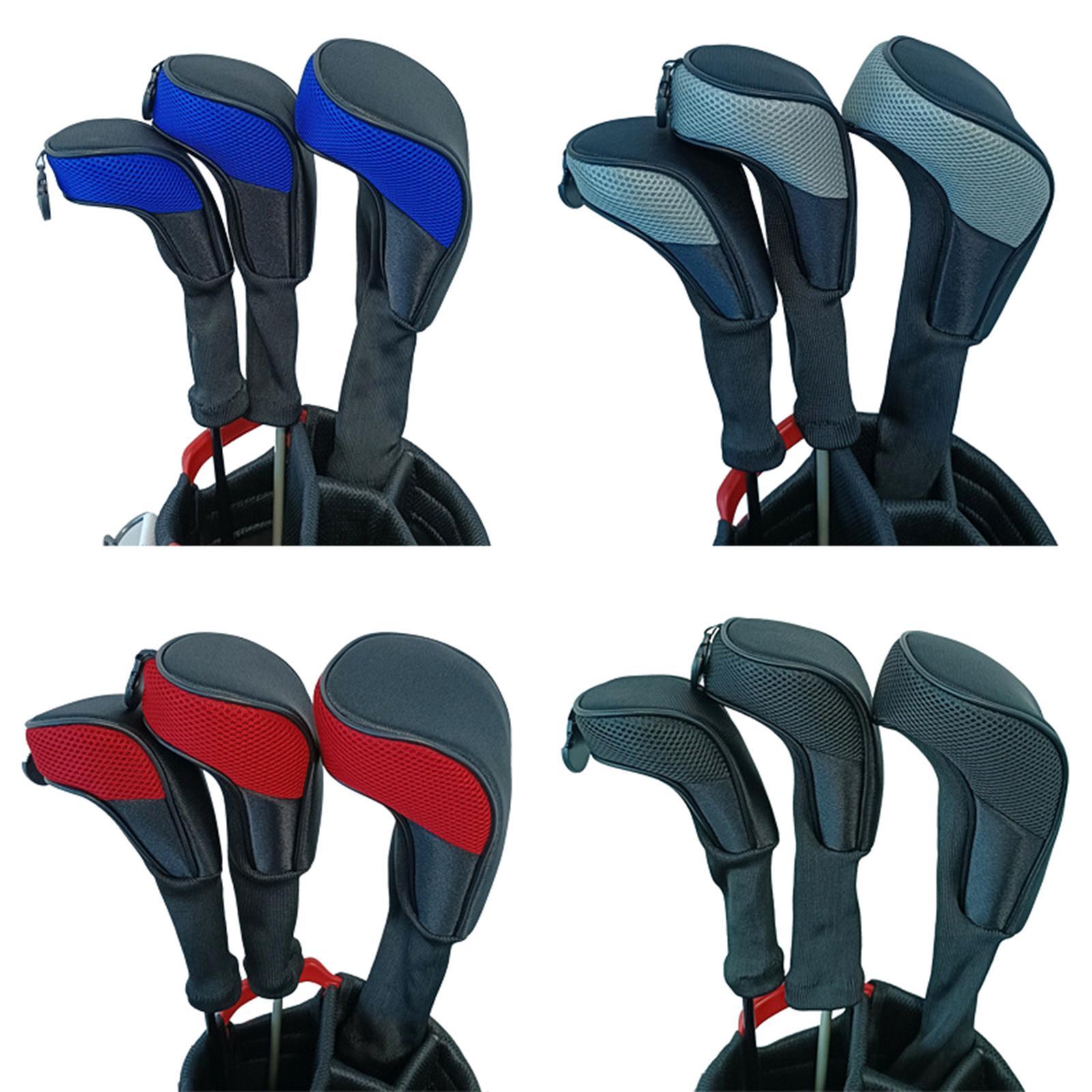 3Pcs Golf  Cover Driver Covers Club Headcover Guard Protector Blue