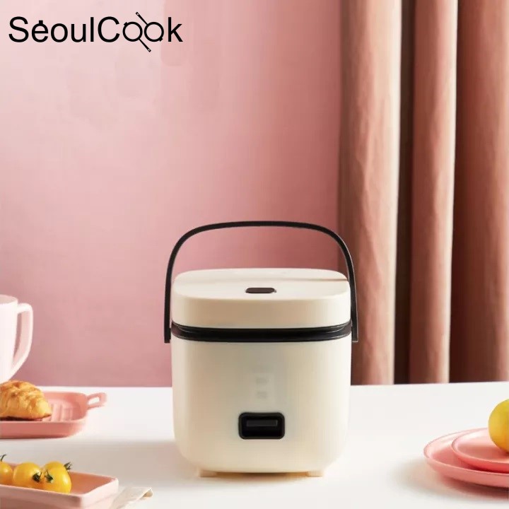 Nồi cơm điện mini đa năng Rice Cooker Seoulcook 1,2l hàng nội địa cao cấp nấu cơm, cháo, chưng, hấp,... tặng khay hấp + vá cơm + cốc đong