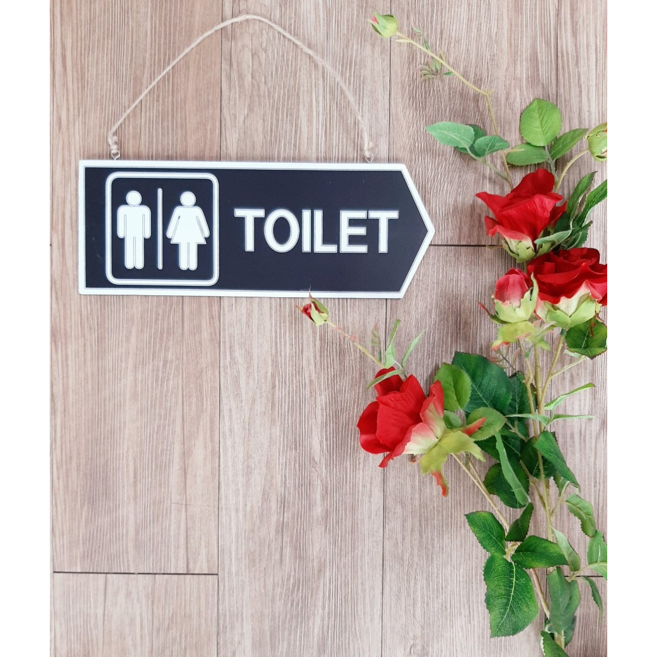 Bảng treo chỉ dẫn toilet hai mặt bằng gỗ in sơn