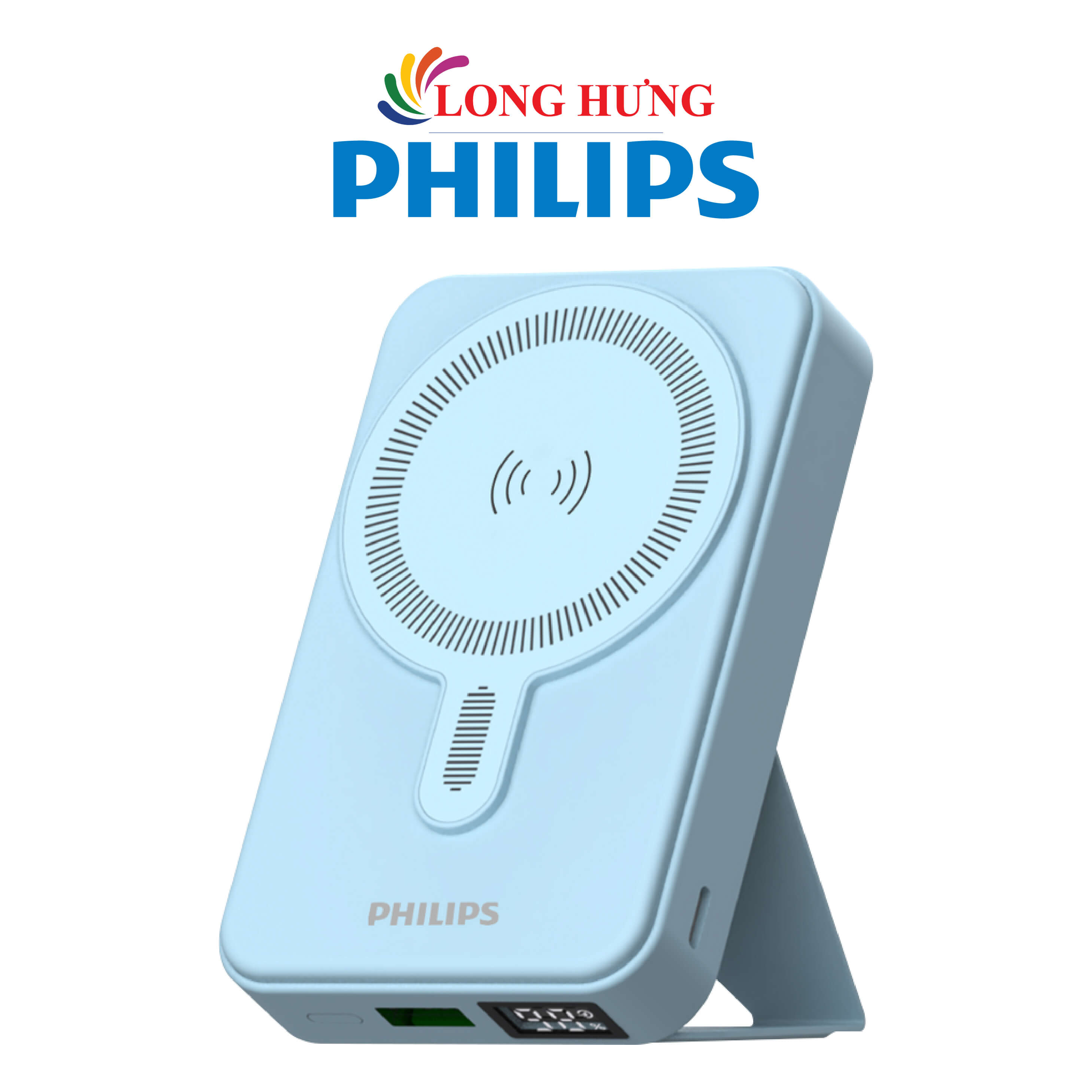 Sạc dự phòng có chân đế từ tính không dây Philips 15W PD 10000mAh DLP9859 - Hàng chính hãng