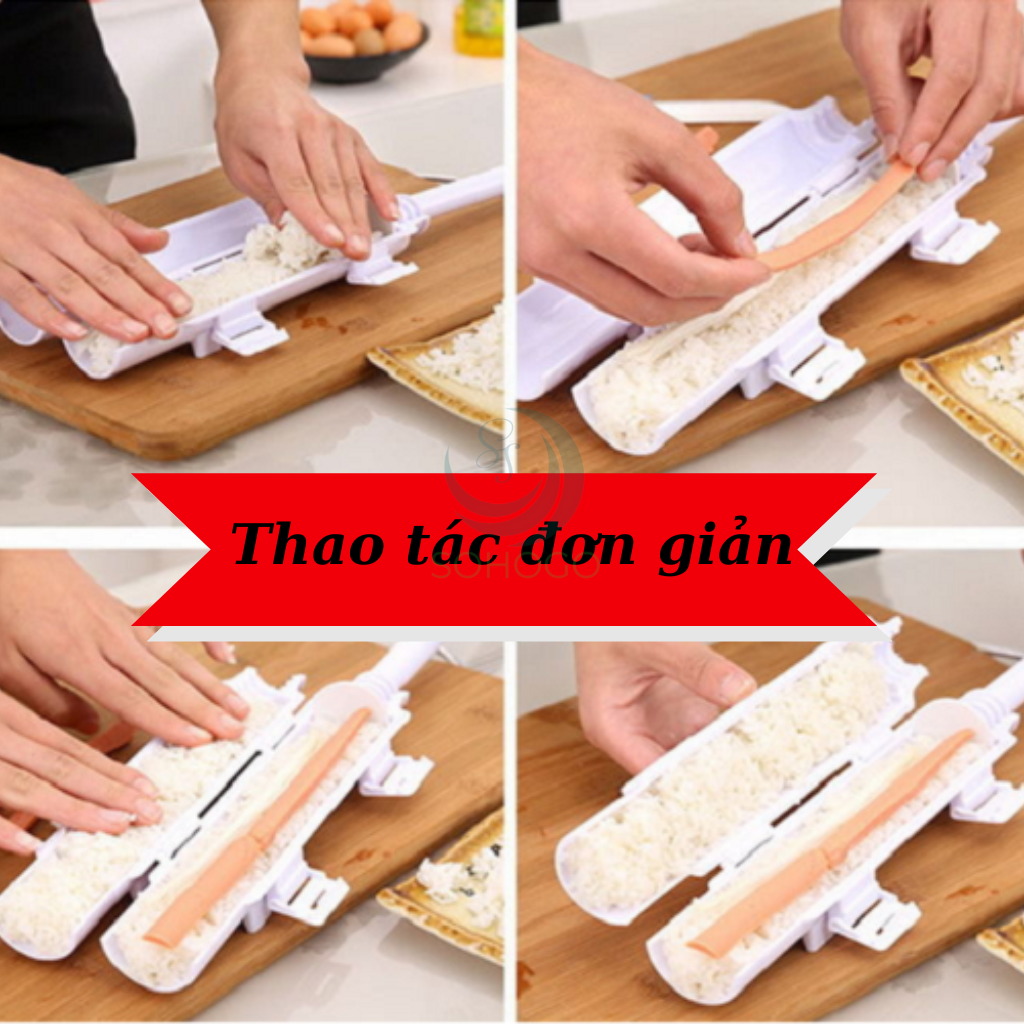 Ống Nén Sushi Thông Minh Kèm Thảm Cuộn Dụng Cụ Làm Sushi Siêu Nhanh - Combo Ống &amp; Mành Cuộn