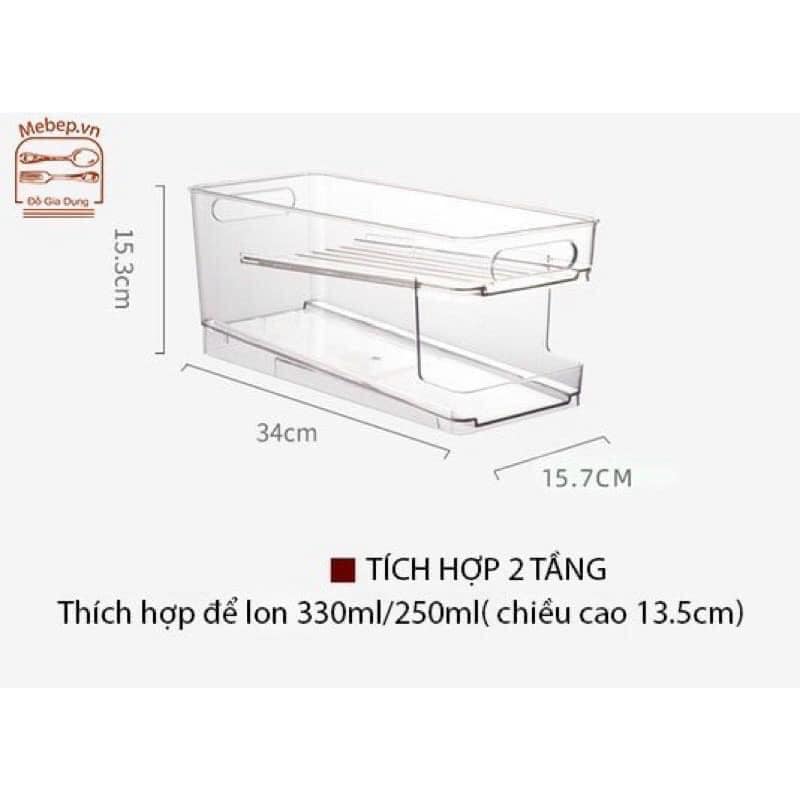 Hộp Khay 2 Tầng Trong Suốt Tiện Ích Đựng Nước Ngọt , Bia Trong Tủ Lạnh - Khay Bia