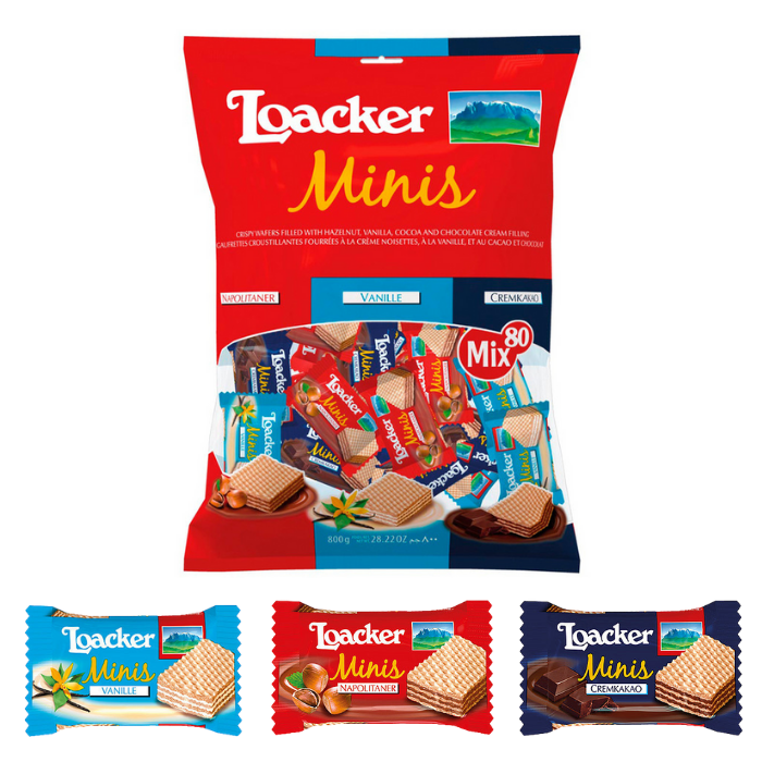 Bánh xốp Loacker nhập khẩu Ý vị bánh xốp mịn, giòn tan, thơm và cung cấp nguồn năng lượng cho cơ thể - Nhiều vị, nhiều size - QuaTangMe Extaste