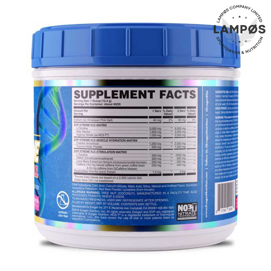 Evogen EVP-Extreme, Pre-Workout Hỗ Trợ Tỉnh Táo, Tập Trung Năng Lượng Trước Tập, Sức Mạnh, Sức Bền, Hộp 40 Lần Dùng