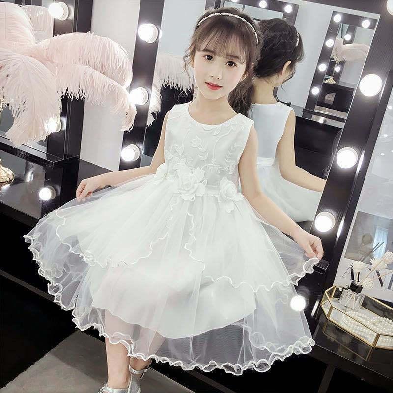 DONGSHOP Váy mùa hè cho bé gái 2023 Váy công chúa siêu xinh xắn Váy lụa phương Tây Váy trẻ em