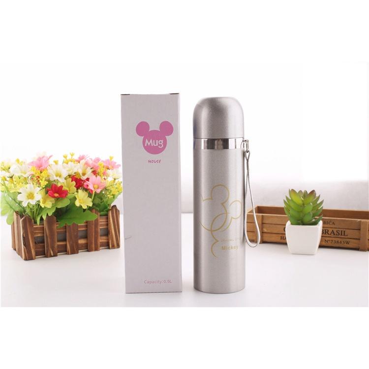 Bình Đựng Nước Giữ Nhiệt Nóng Lạnh Cao Cấp 2 Lớp Mug Mouse Độ Bền Cao, Thiết Kế Nắp Chống Tràn An Toàn 500ml