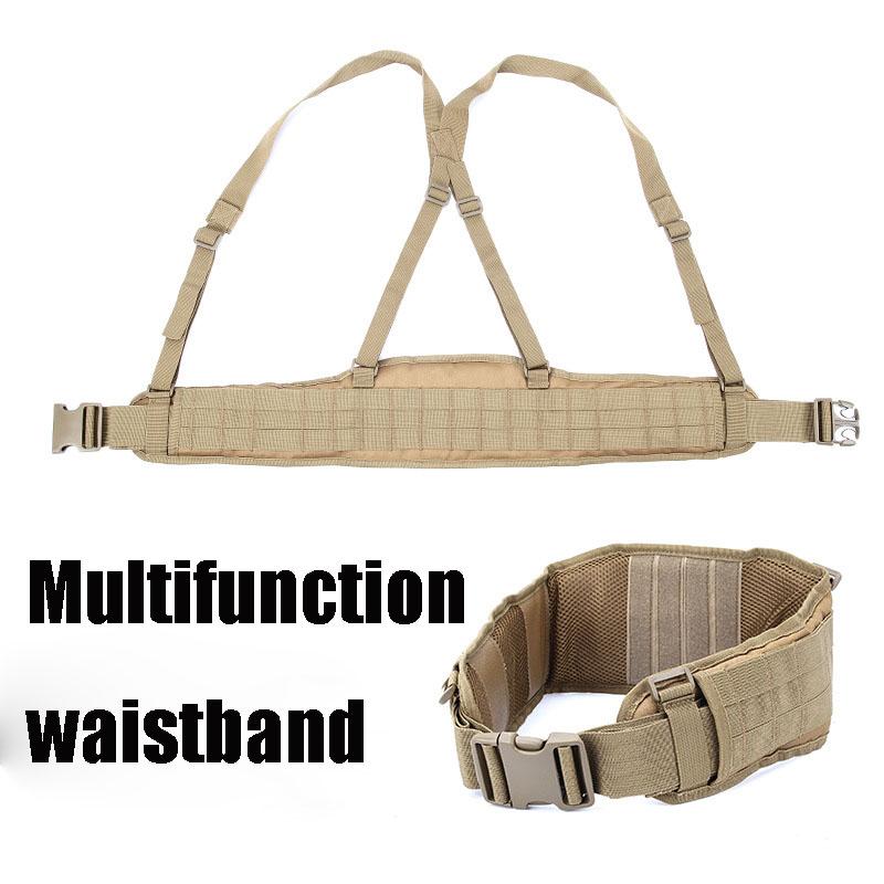 Molle War Battle Belt Vành đai quân sự Hỗ trợ eo quân đội Molle Túi vận chuyển Airsoft Săn kiện Đoạn mềm điều chỉnh đai mềm điều chỉnh Color: Belt-02-CP