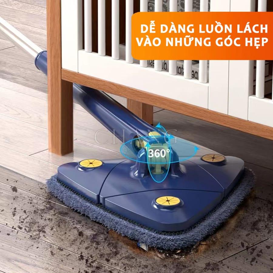 Cây Chổi Lau Sàn Nhà - Trần Nhà - Lau Kính Hình Tam Giác Đa Năng Tự Vắt Xoay 360 Độ Thông Minh