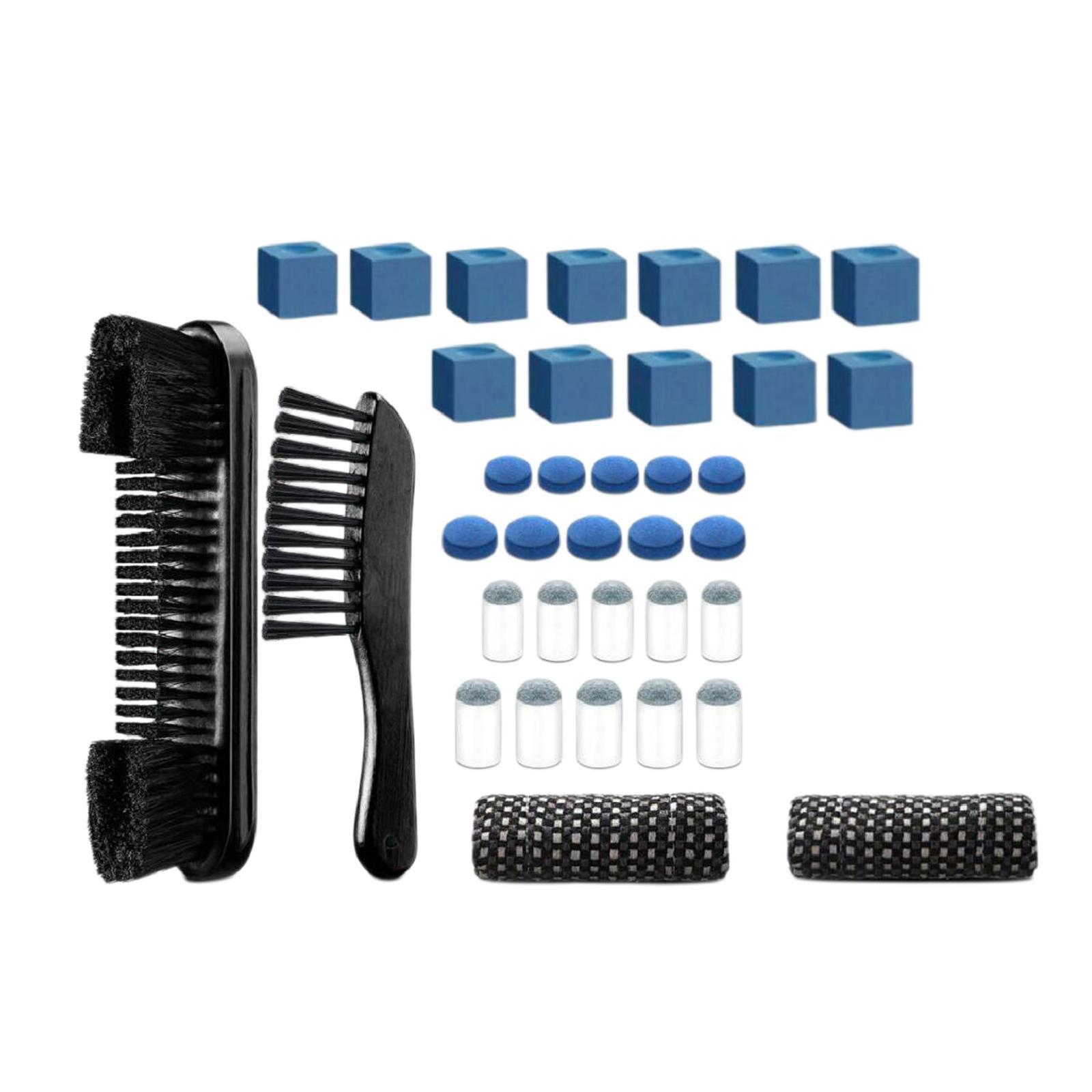 Billiards Pool Table with Rail Brush Wooden Cleaning Brush 10 Blue Cue Tips Durable Cleaning Tools Billiard Accessories