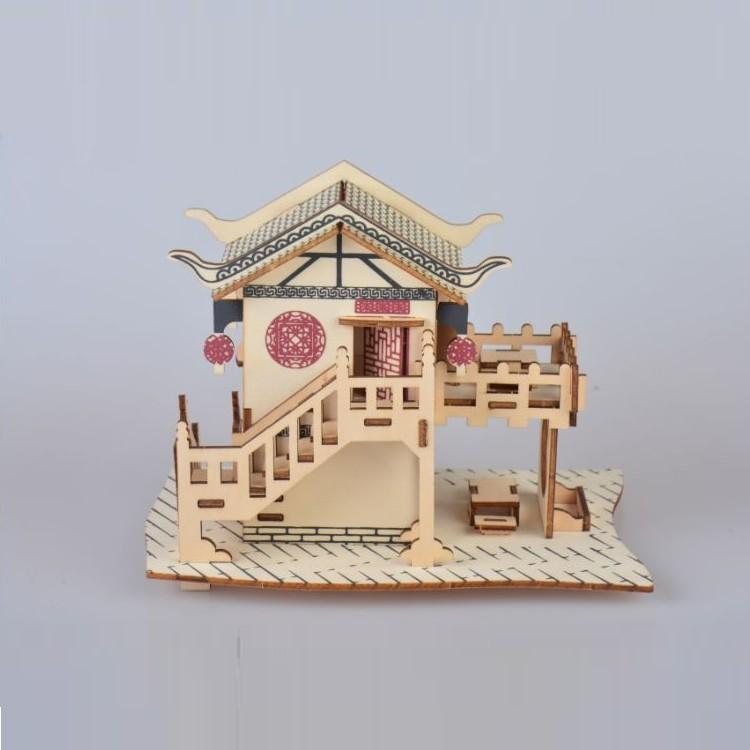 Đồ chơi lắp ráp gỗ 3D Mô hình Tea House Laser