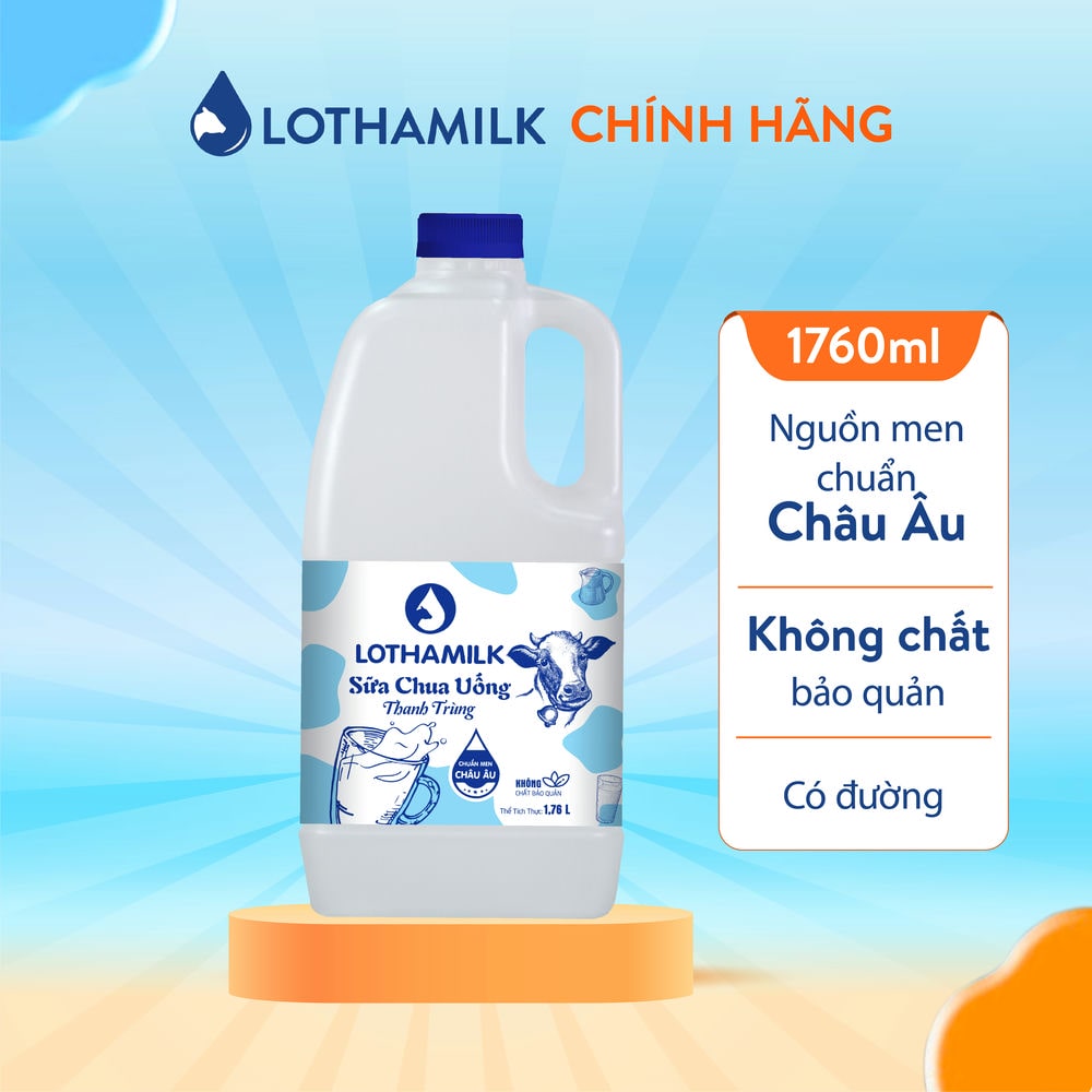 Sữa chua uống thanh trùng Lothamilk có đường chai 1760ml