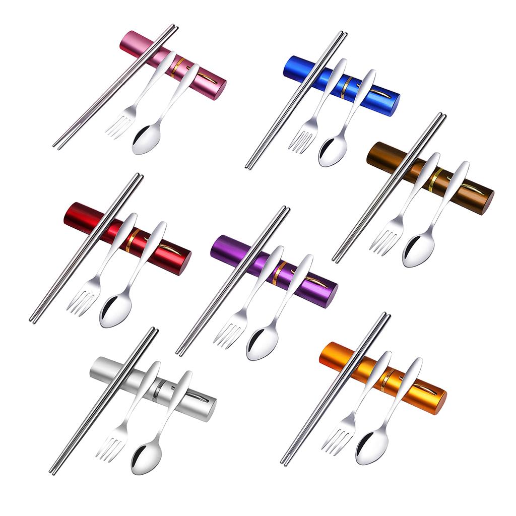 Tableware Stainless Steel Travel Portable Chopsticks, Forks Spoons