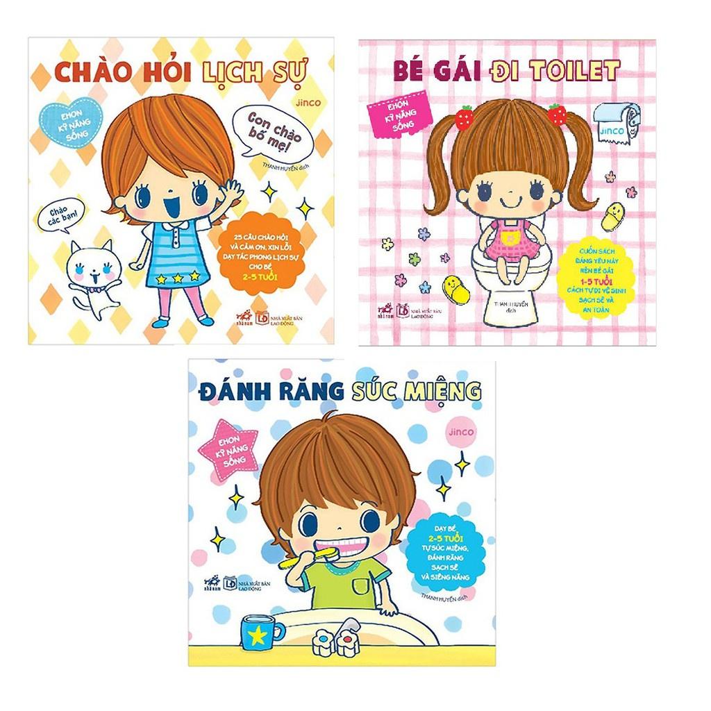 Combo Ehon Kỹ Năng Sống Cho Bé Gái: Bé Gái Đi Toilet + Chào Hỏi Lịch Sự + Đánh Răng Súc Miệng (3 Cuốn)