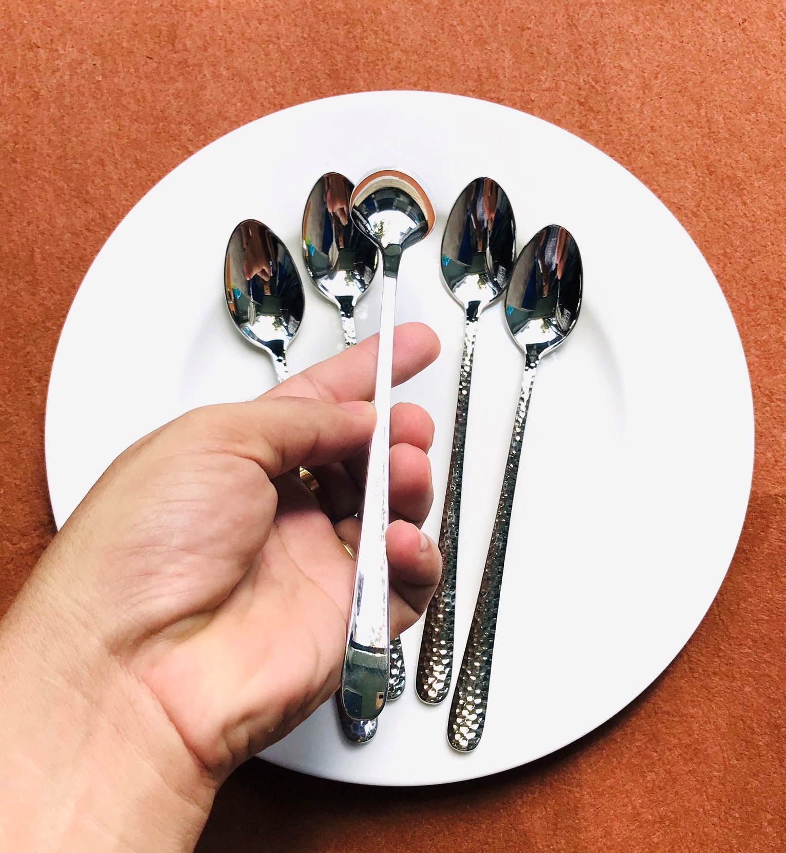 Set 5 muỗng café dài cao cấp kiểu Da rắn Inox304 ODILE011