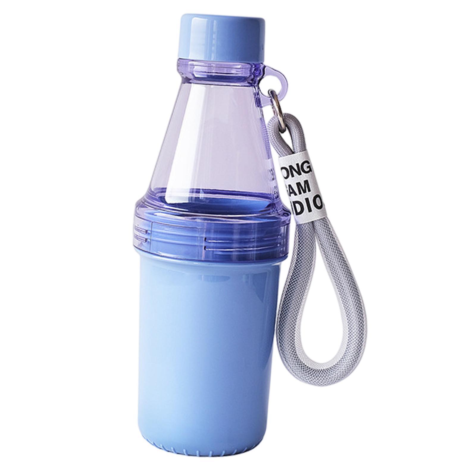 Cold Water Bottle, Sports Bottles, Double Section Cup Drinkware with Sticker with Rope Water Kettle for Girls Boys Cycling Camping Gym