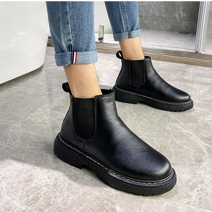 [CHẤT LƯỢNG] Giày boot chelsea nam da trơn cao cấp êm chân cá tính SM089CHEL - Đen