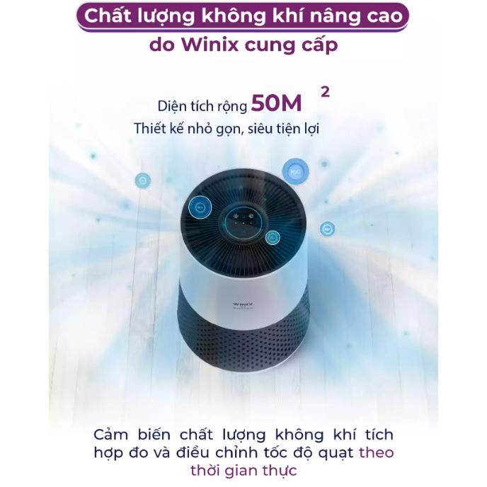 Máy Lọc Không Khí WINIX COMPACT AAPU500-JLE, Cho Phòng Lên Tới 50M2, Bộ Lọc Trước Lưới Mịn, Tiết Kiệm Năng Lượng, Có Cảm Biến Thông Minh, Chế Độ Tự Động, Nhập Khẩu Hàn Quốc, Bảo Hành 12 Tháng