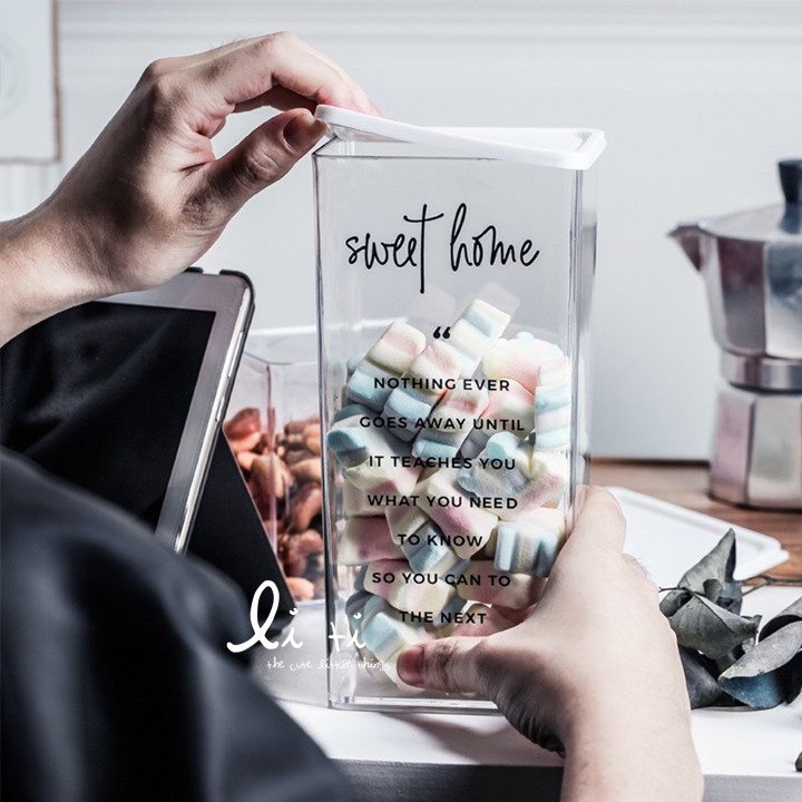 Set Bộ Combo Hộp Nhựa 4 Món, Nhựa PP Trong Suốt Cao Cấp Bảo Quản Thực Phẩm, Thức Ăn, Ngũ Cốc, Có Nắp, Thiết Kế Phong Cách Bắc Âu, Kích Thước Khác Nhau, Dung Tích Tổng 3000ml